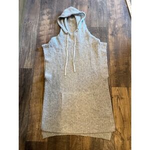 Rebecca Taylor Womens Wool Cashmere Silk Knit Sleeveless Hoodie Vest Grey Small